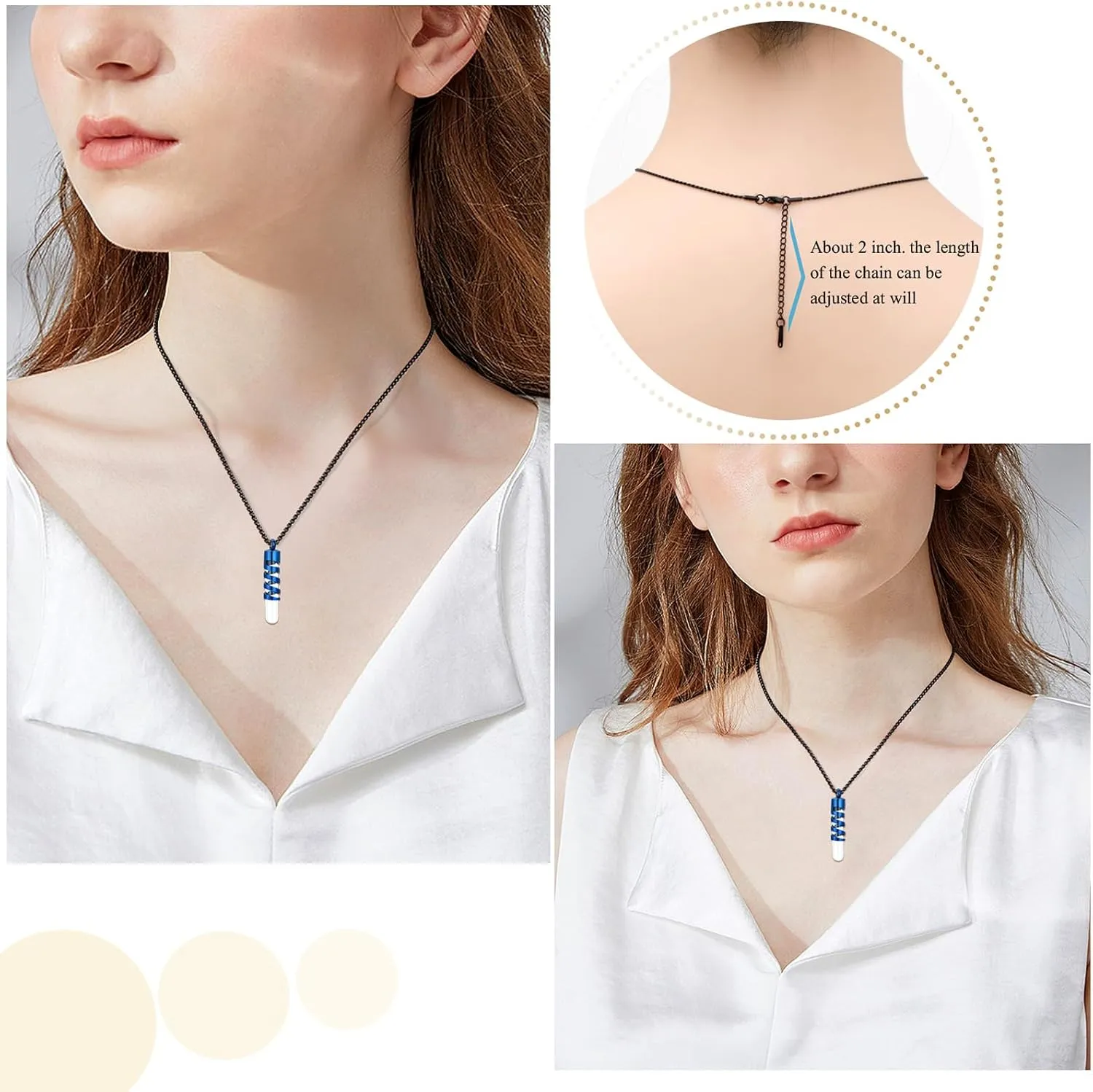Oinsi Clear Glass Tube Cremation Urn Jewelry Ashes Holder Necklace Keepsake Memorial Pendant Including Box/Fill Kits