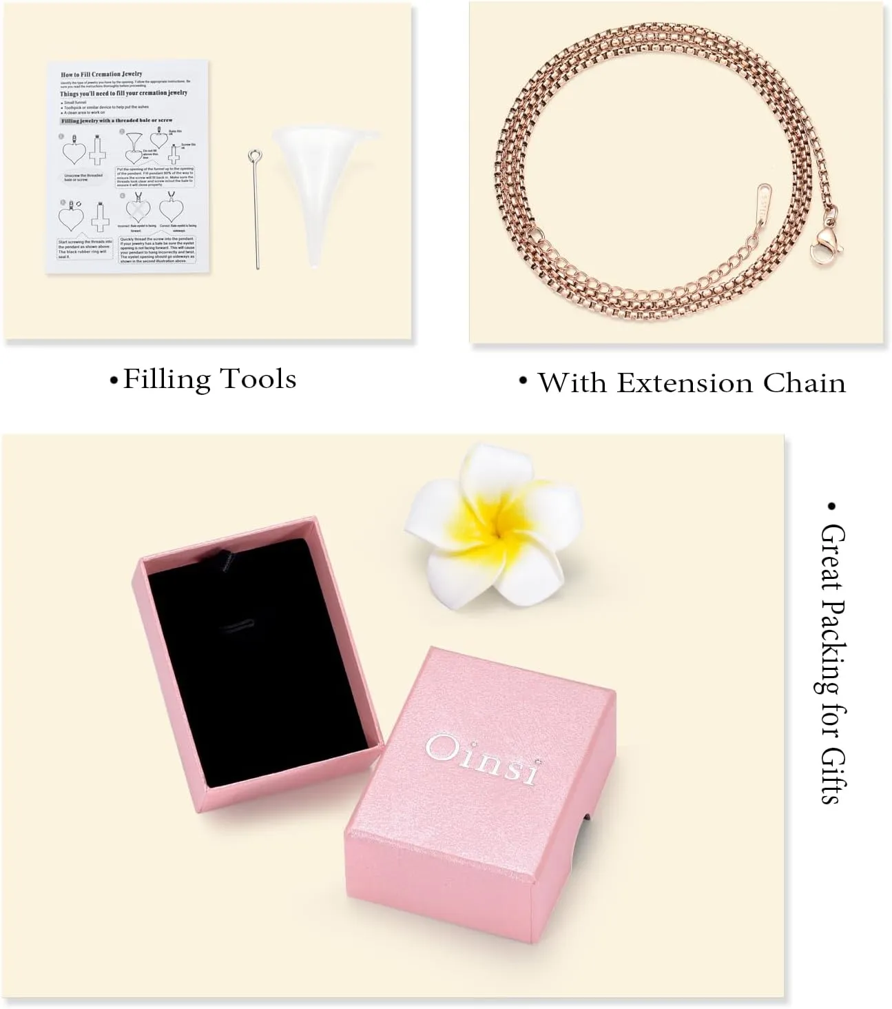 Oinsi Clear Glass Tube Cremation Urn Jewelry Ashes Holder Necklace Keepsake Memorial Pendant Including Box/Fill Kits