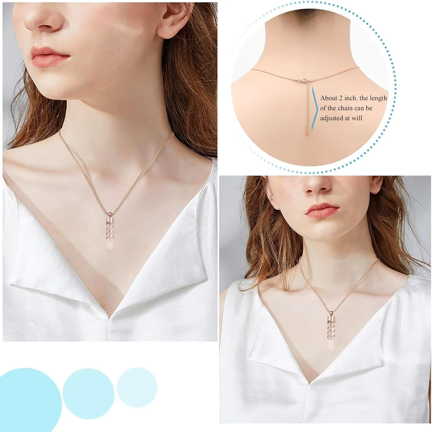Oinsi Clear Glass Tube Cremation Urn Jewelry Ashes Holder Necklace Keepsake Memorial Pendant Including Box/Fill Kits