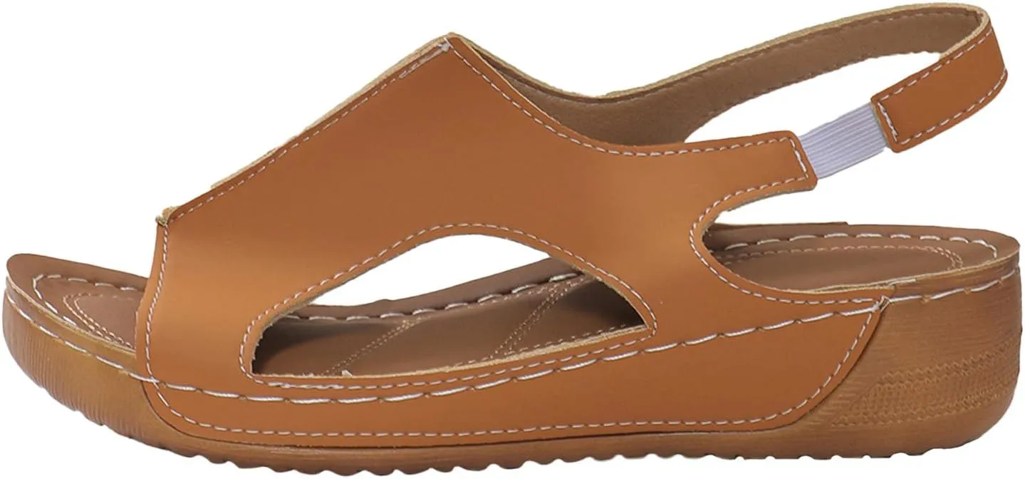 Orthopedic Sandals for Women Arch Support Comfortable Wedge Sandals Ankle Strap Open Toe Platform Slingback Summer Shoe