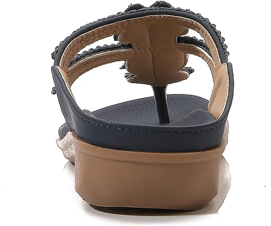 Orthopedic Sandals for Women Arch Support Wedge Flip Flops 2025 Comfortable Slip-On Boho Sandals Casual Summer Beach Slippers