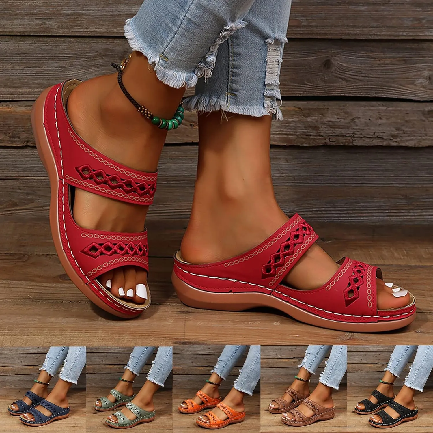 Orthopedic Sandals for Women Dressy Comfortable Wedge Sandals Flip Flops Summer Walking Sandals with Arch Support