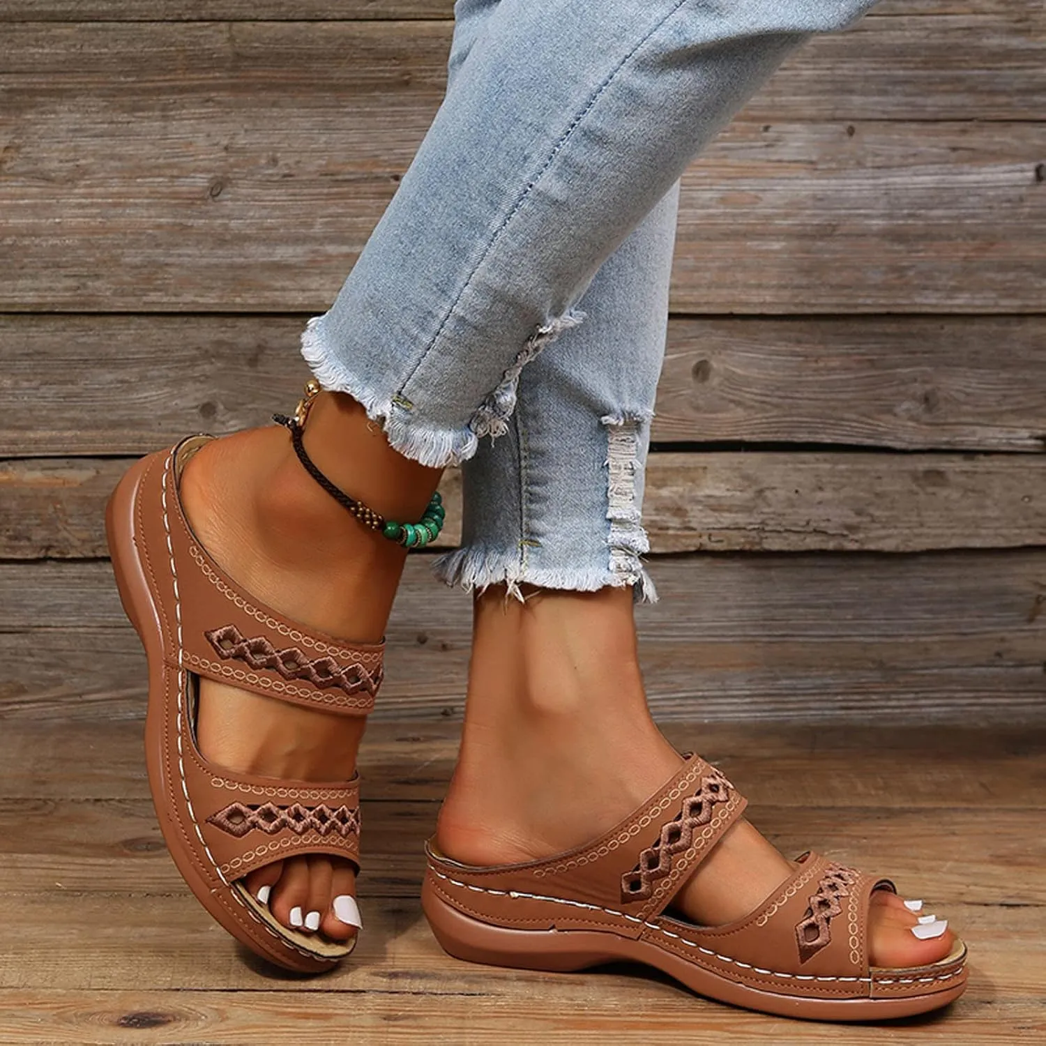 Orthopedic Sandals for Women Dressy Comfortable Wedge Sandals Flip Flops Summer Walking Sandals with Arch Support