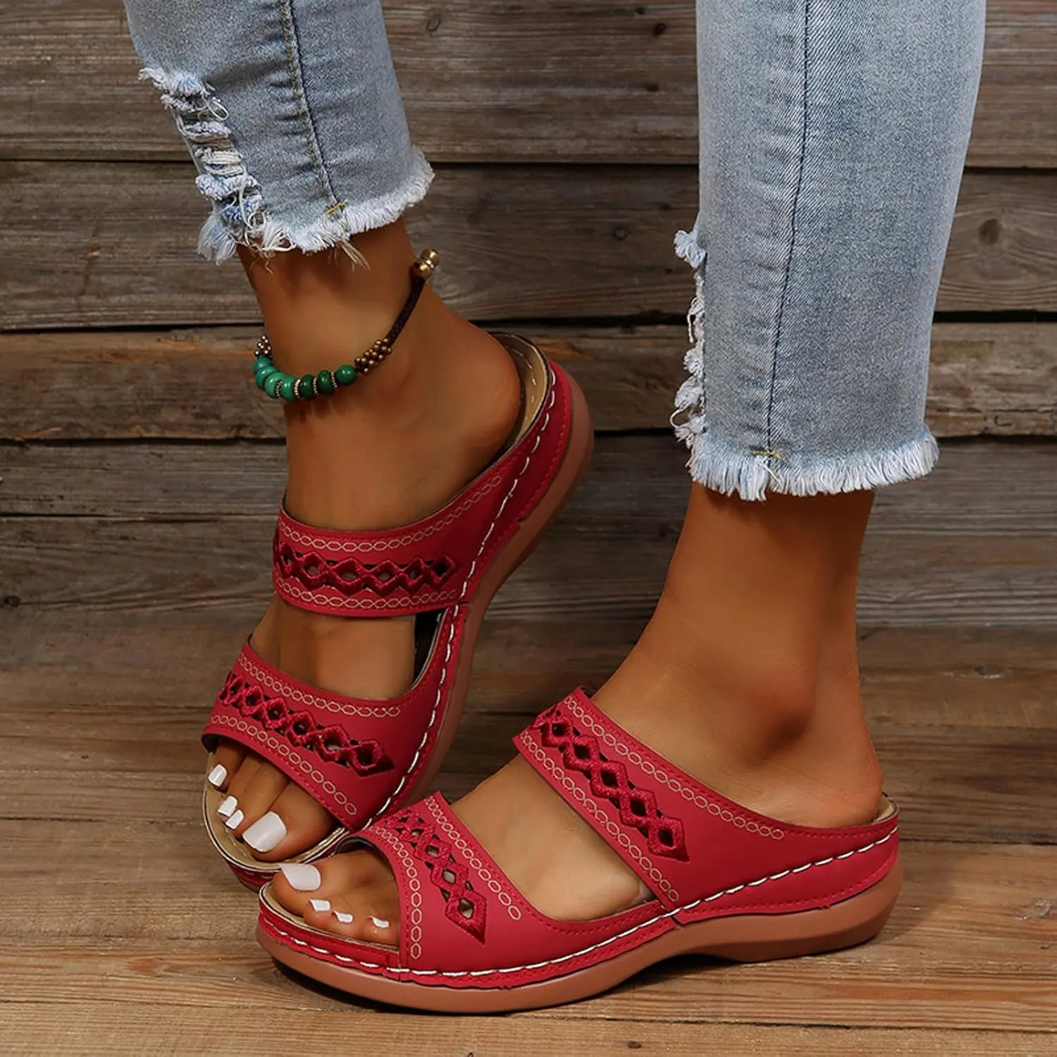 Orthopedic Sandals for Women Dressy Comfortable Wedge Sandals Flip Flops Summer Walking Sandals with Arch Support