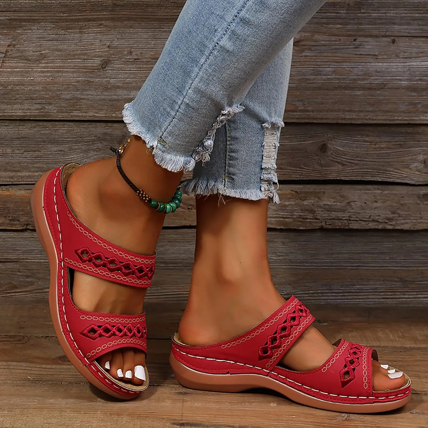 Orthopedic Sandals for Women Dressy Comfortable Wedge Sandals Flip Flops Summer Walking Sandals with Arch Support