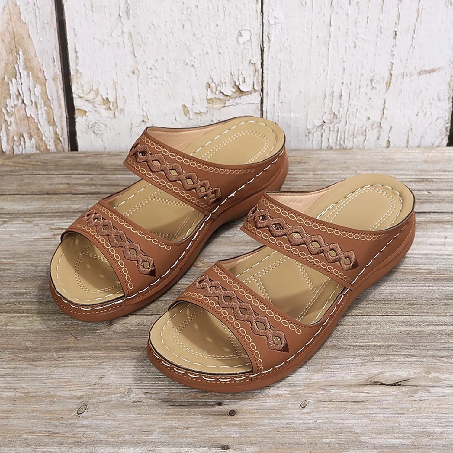 Orthopedic Sandals for Women Dressy Comfortable Wedge Sandals Flip Flops Summer Walking Sandals with Arch Support