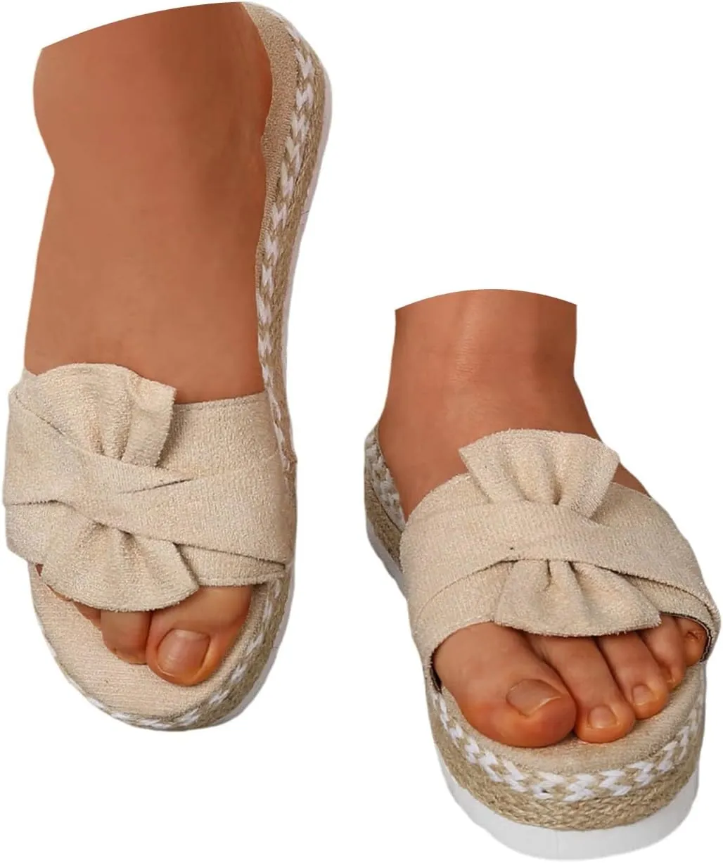 Orthopedic Sandals for Women Dressy Summer Bow Knot Open Toe Flat Sandals for Women Summer Walking Sandals Women