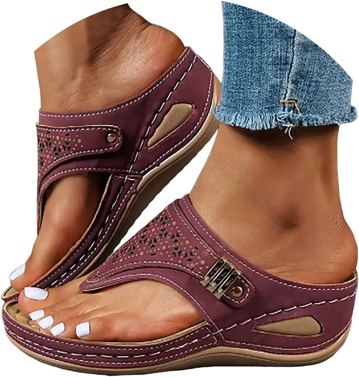 Orthopedic Sandals for Women, Women Dressy Summer Comfortable Sandals Arch Support Wedge Sandals Flip Flops Sandals