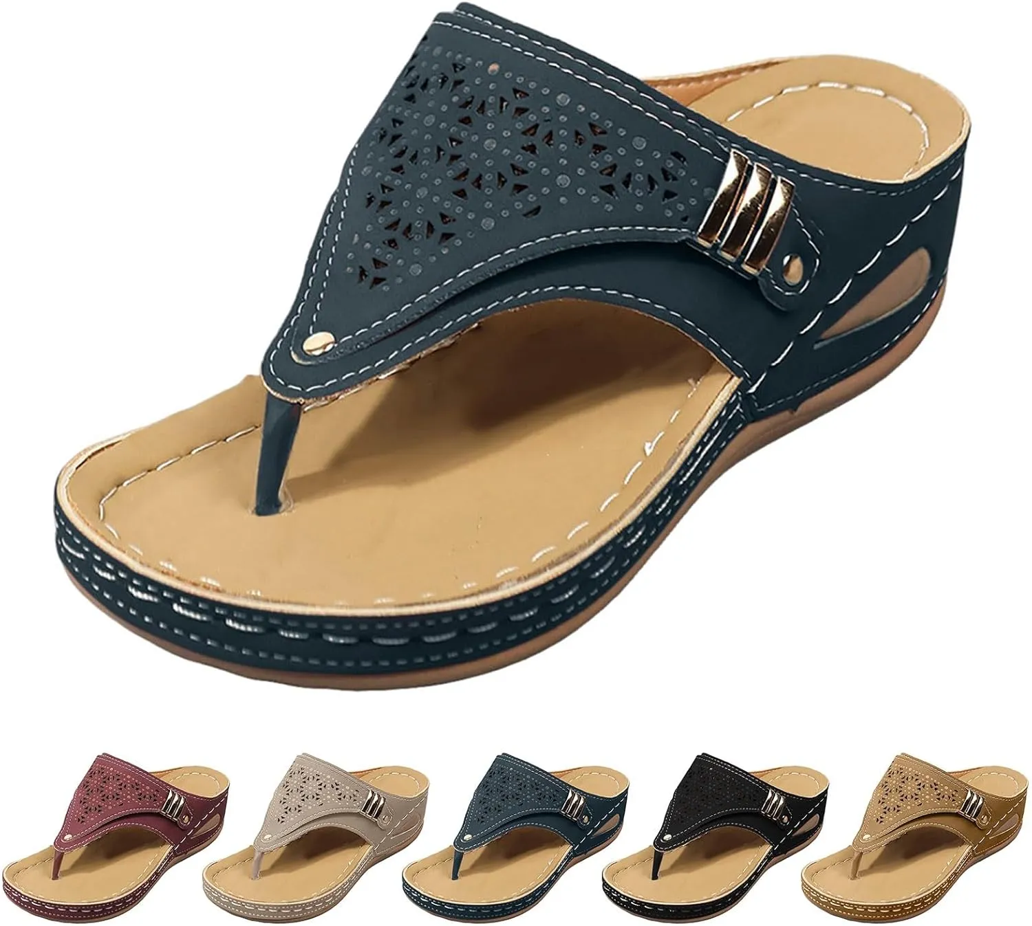 Orthopedic Sandals for Women, Women Dressy Summer Comfortable Sandals Arch Support Wedge Sandals Flip Flops Sandals