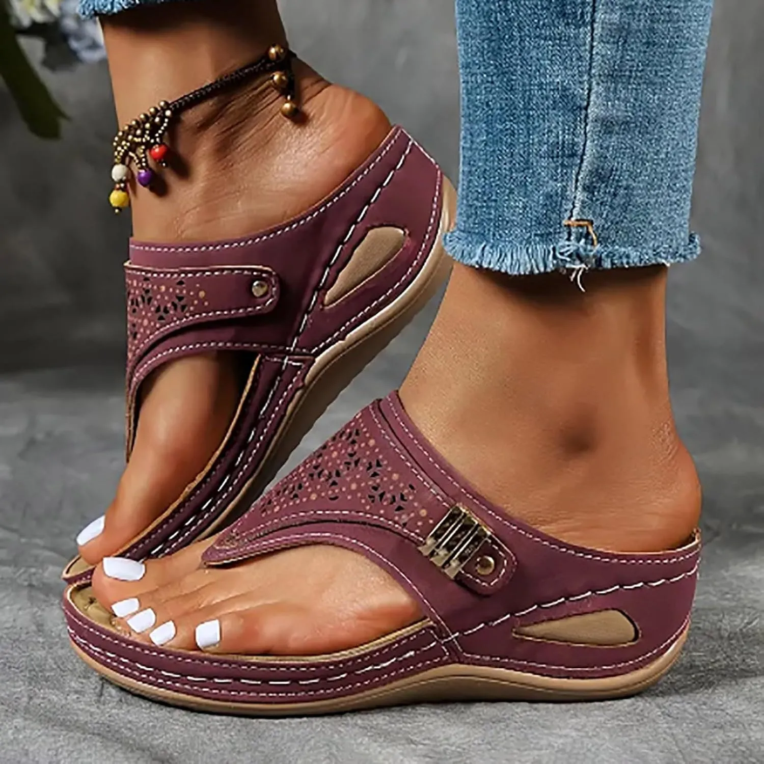 Orthopedic Sandals for Women, Women Dressy Summer Comfortable Sandals Arch Support Wedge Sandals Flip Flops Sandals