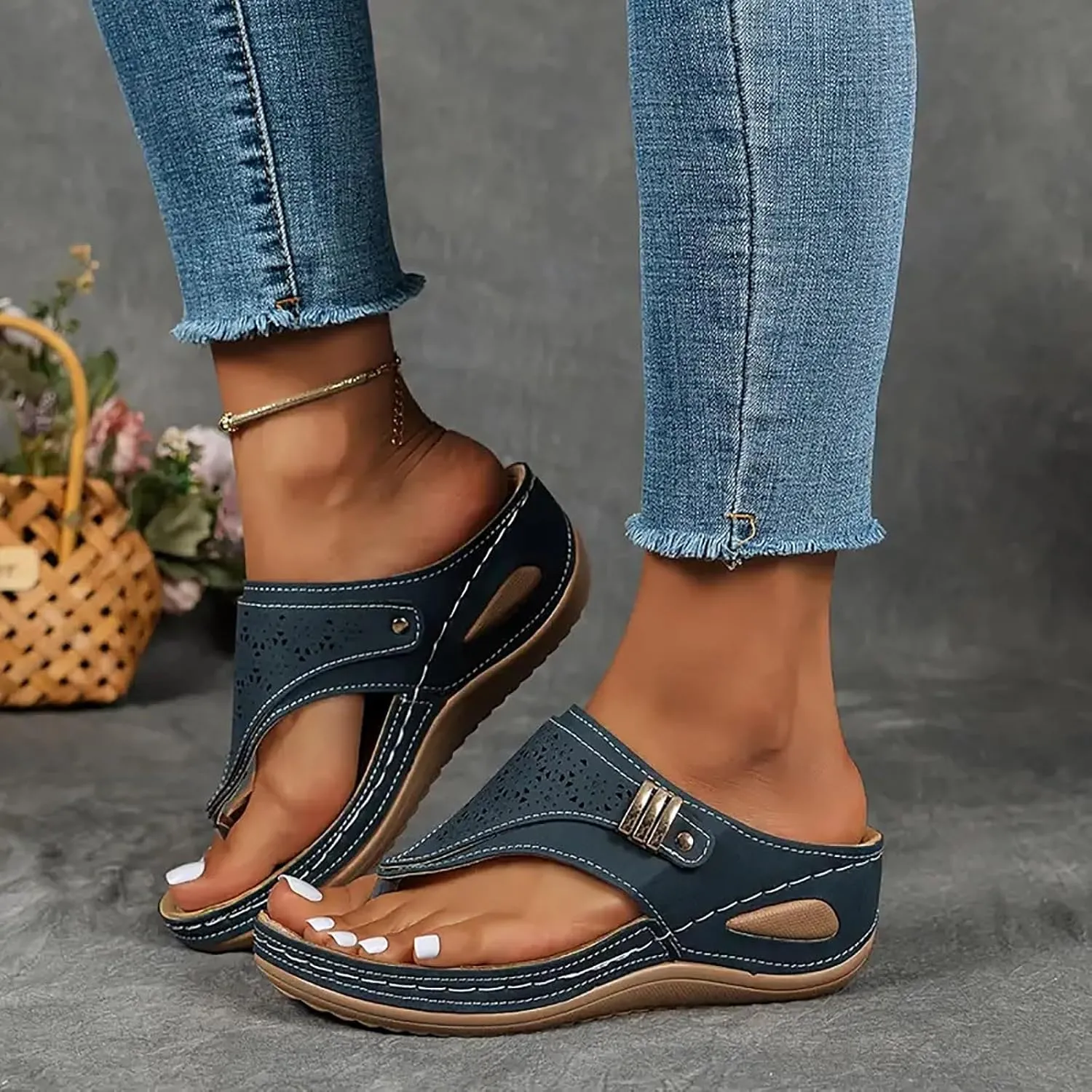 Orthopedic Sandals for Women, Women Dressy Summer Comfortable Sandals Arch Support Wedge Sandals Flip Flops Sandals