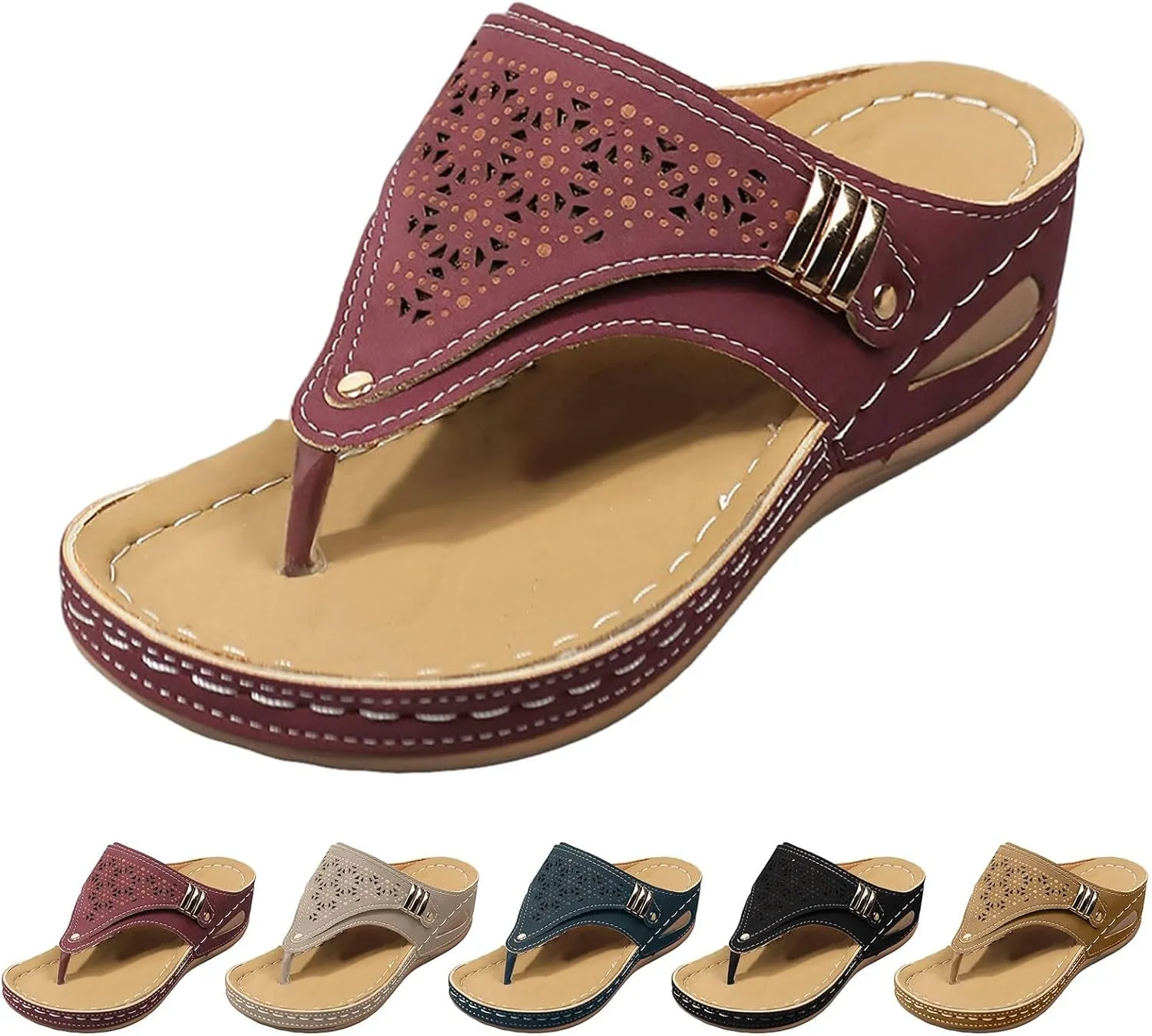 Orthopedic Sandals for Women, Women Dressy Summer Comfortable Sandals Arch Support Wedge Sandals Flip Flops Sandals