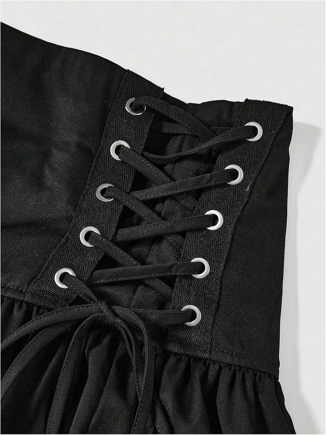 OYOANGLE Girl's Zipper High Waisted Ruffle Tiered Mini Skirt Cute Lace-Up Side Pleated Layered Goth Short Skirts