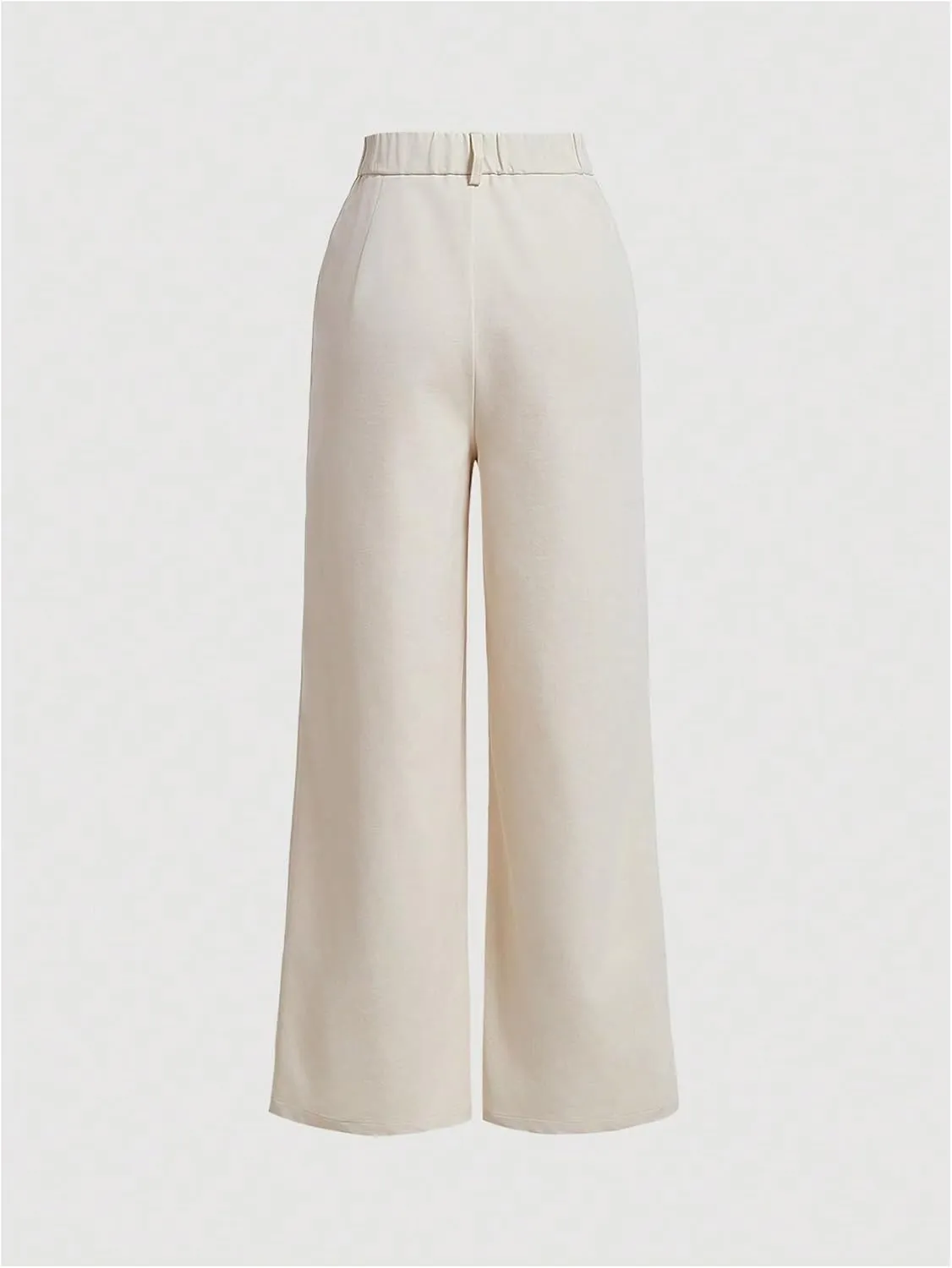 OYOANGLE Women's Straight Leg Pants Elastic High Waist Casual Trousers Work Office Elegant Long Pants