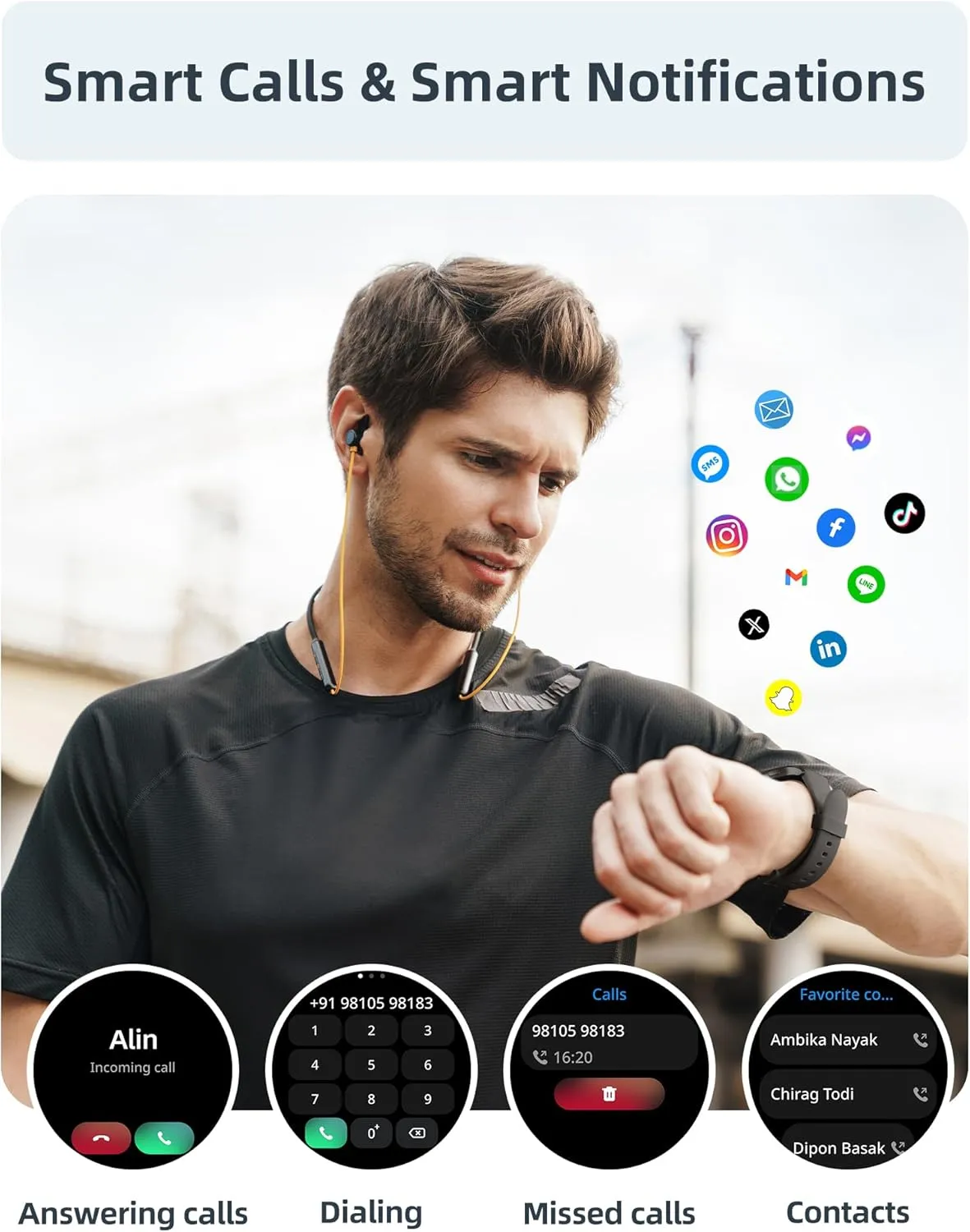 Parsonver Smart Watch, 5ATM Waterproof Swimming Watch, Smartwatch for Men Women with Bluetooth Calls, Fitness Tracker Heart Rate Sleep Monitor, Pedometer, 100  Sports Modes for Android & iPhone, Black