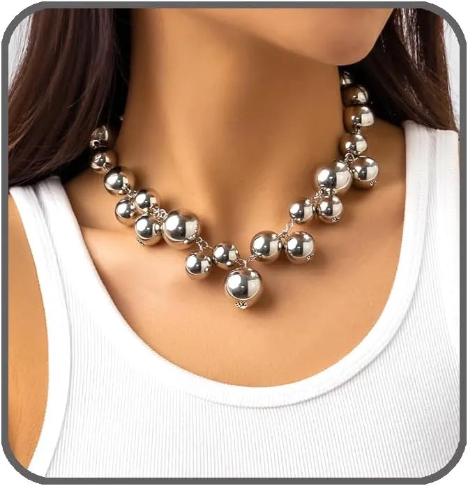 Pearl Necklaces for Women Chunky Pearl Necklace Statement Big Pearl Choker Necklaces Pearl Beaded Necklace Wedding Party Jewelry