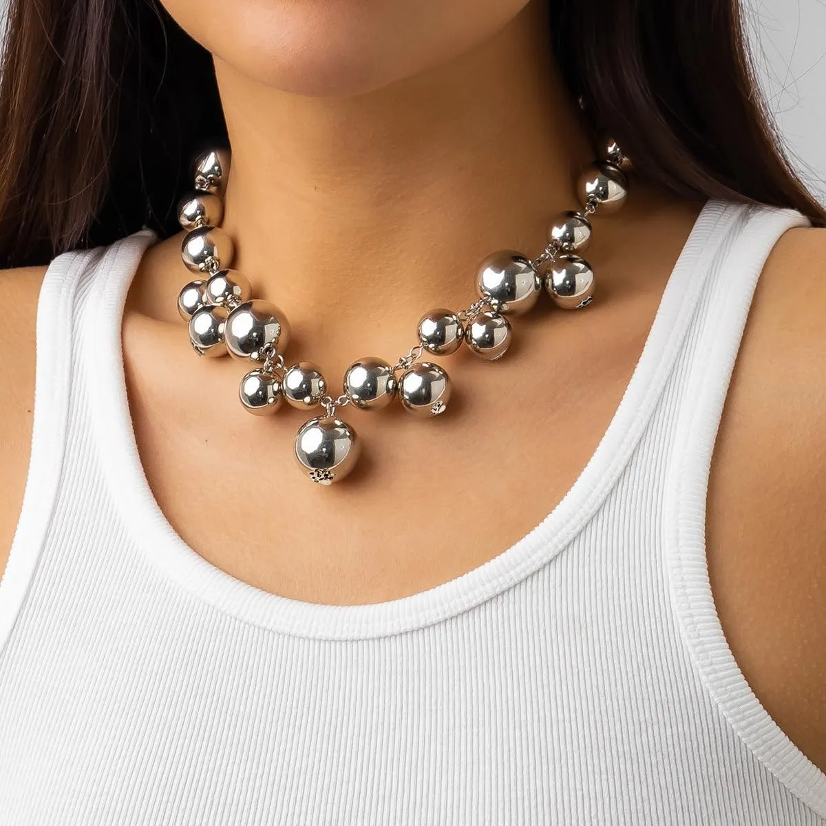 Pearl Necklaces for Women Chunky Pearl Necklace Statement Big Pearl Choker Necklaces Pearl Beaded Necklace Wedding Party Jewelry