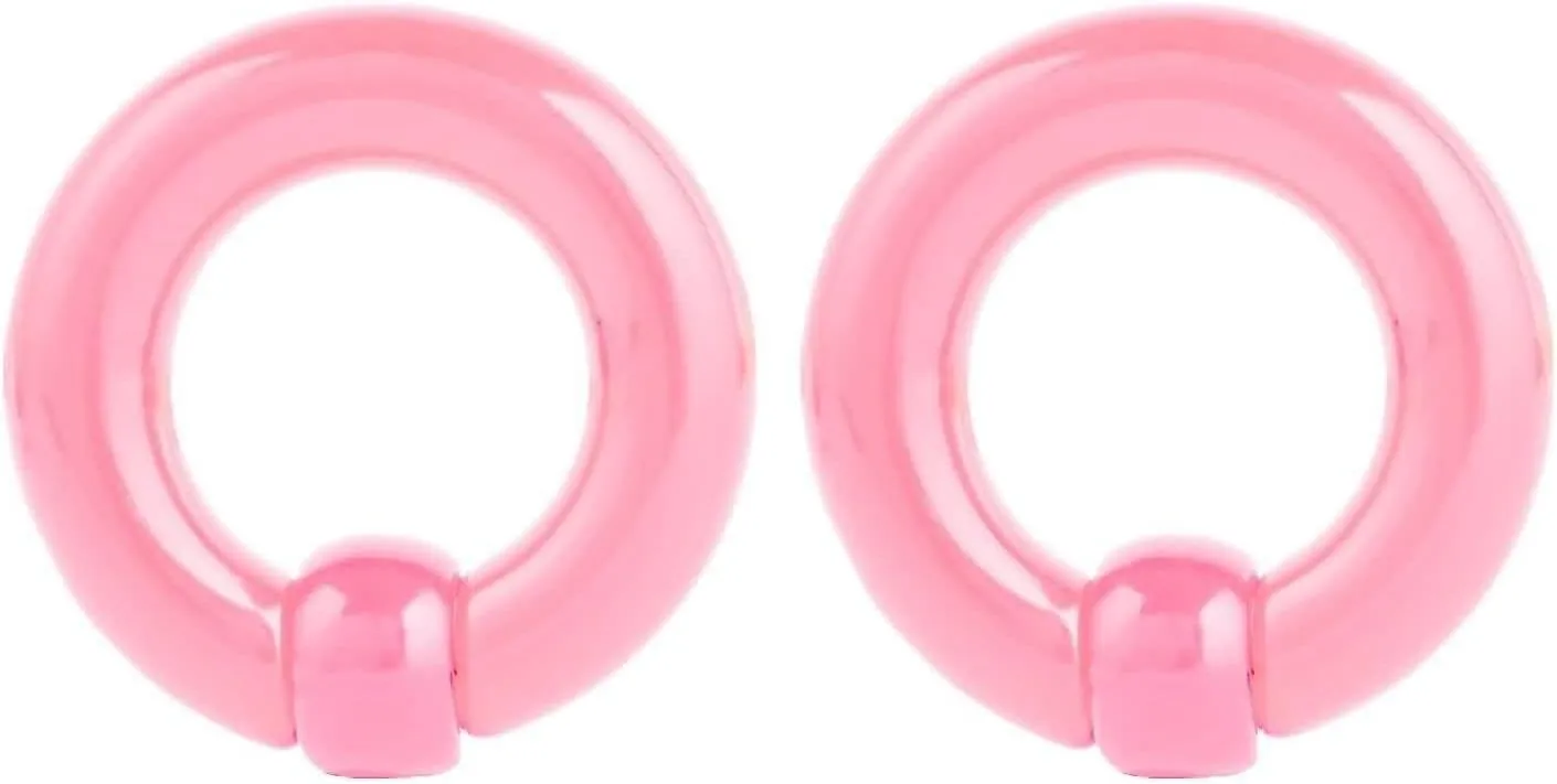 Peircings Kits 2Pcs, Pink Ear Gauges Acrylic Hoop With Ball Earring Piercing 2MM-10MM