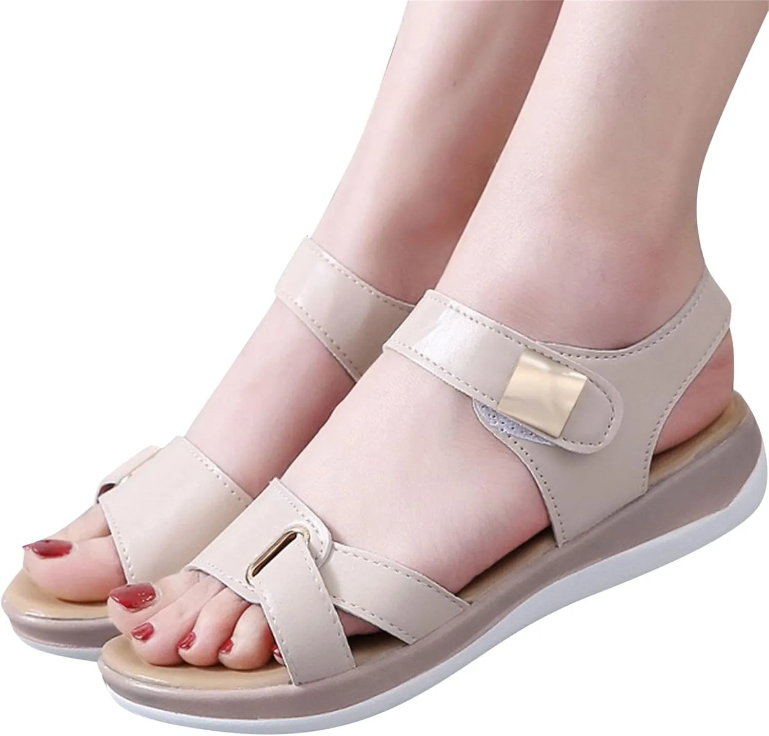 peqiut Casual Sandals Women Wedge Orthopedic Sandals for Women Slip On Comfortable Beach Sandals Shoes