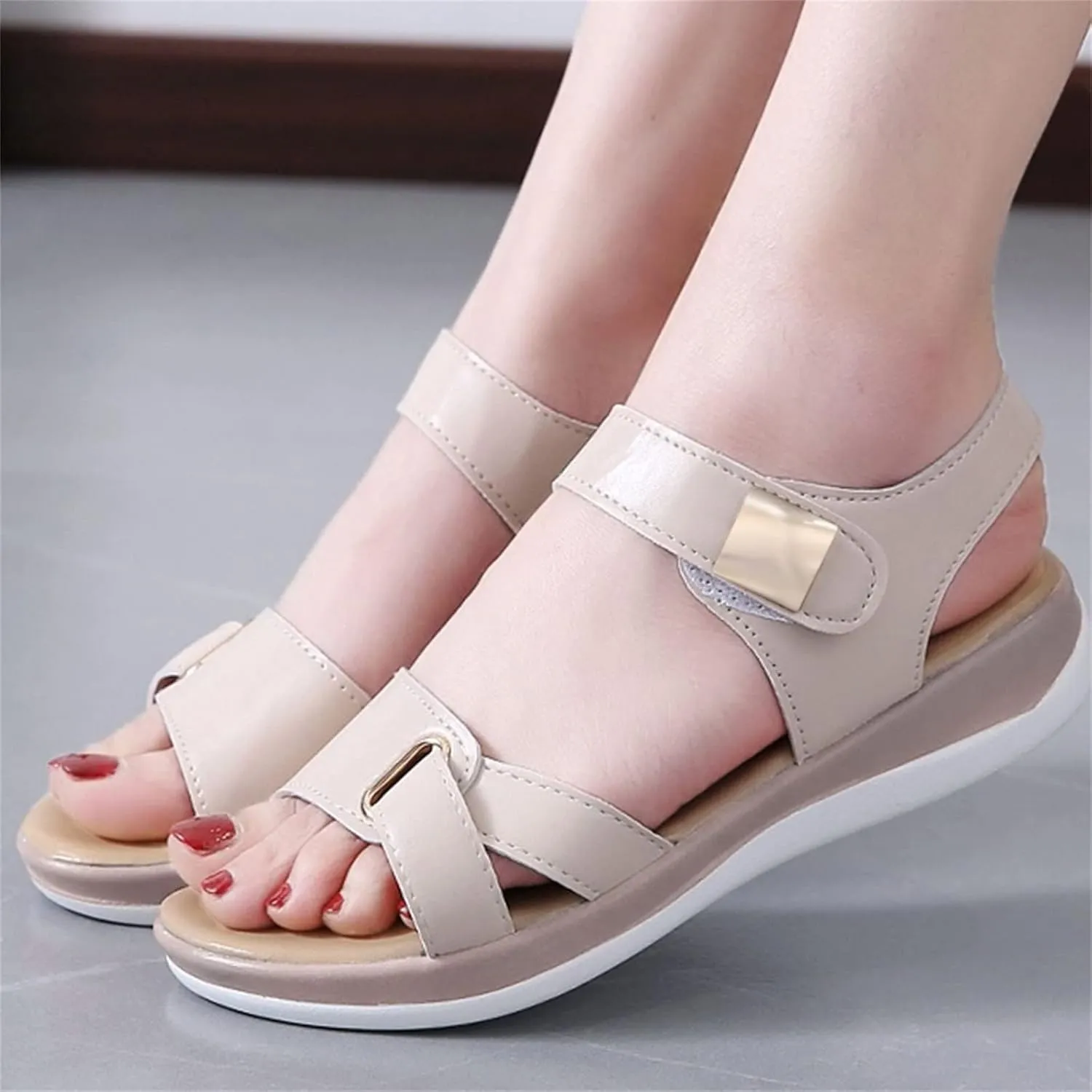 peqiut Casual Sandals Women Wedge Orthopedic Sandals for Women Slip On Comfortable Beach Sandals Shoes