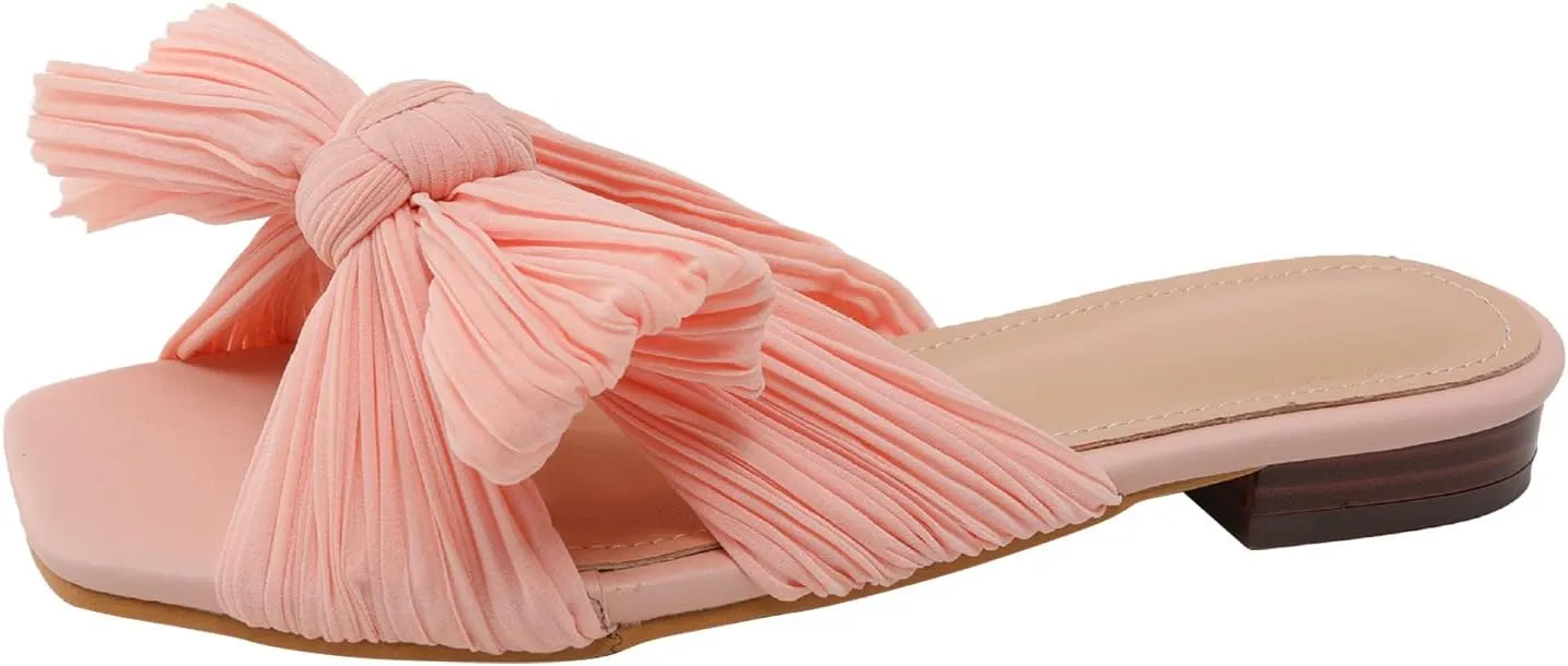 peqiut Orthopedic Sandals for Women Slip On Flat Bowknot Womens Sandals Comfortable Summer Holiday Dressy Sandals Women