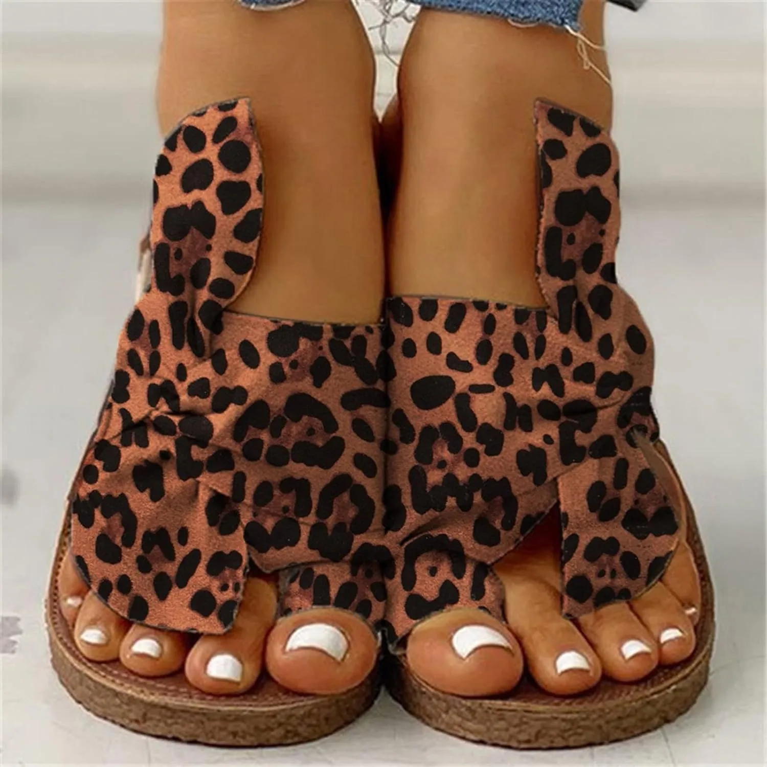 peqiut Orthopedic Sandals for Women Summer Comfortable Cute Bow Knot Flat Sandals Women Fashion Slip-on Sandals Women