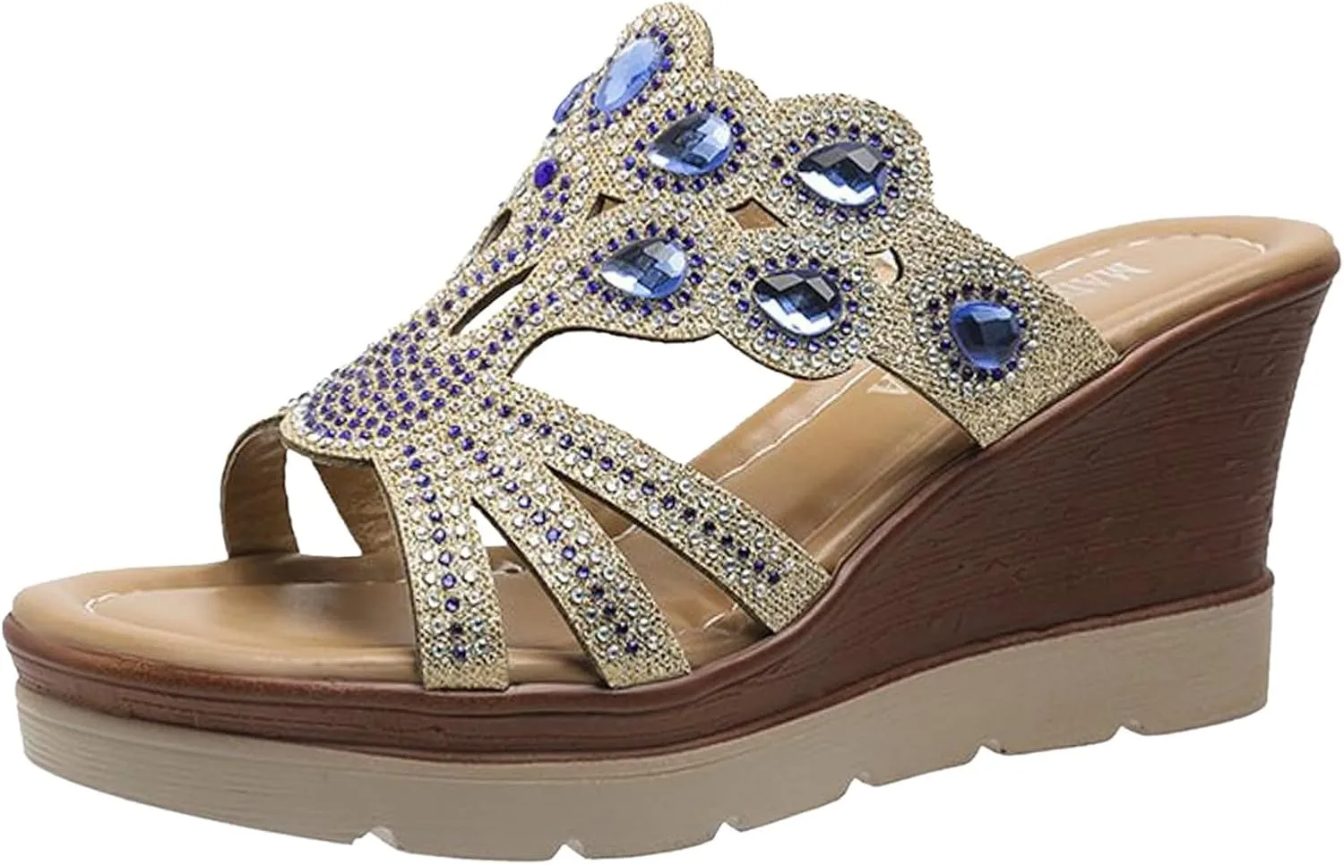 peqiut Women's Sandal Dressy Summer Wedge Orthopedic Sandals for Women Comfortable Jeweled Boho Sandals Casual Slides