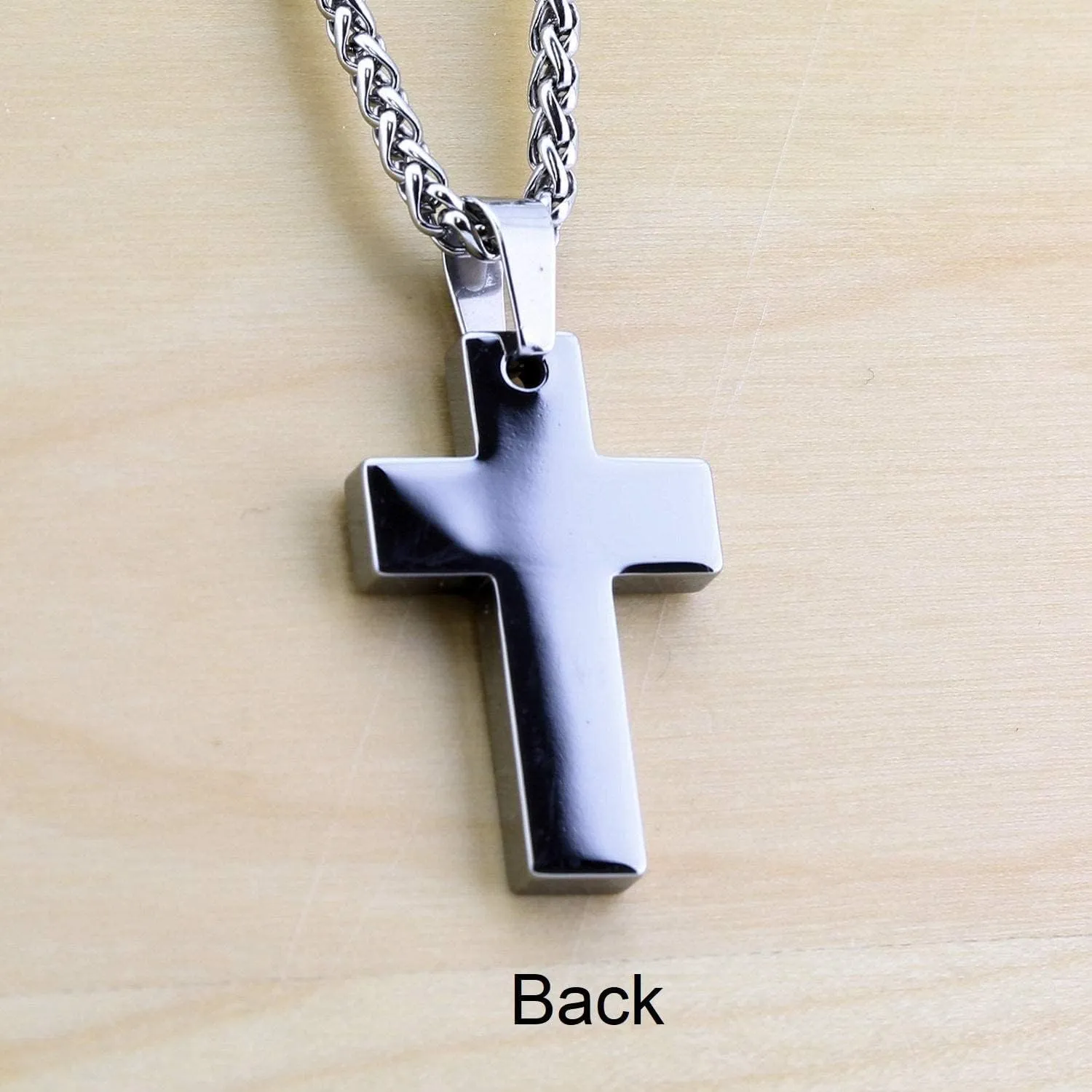 Personalized Tungsten Cross Gold Plated, Black Plated or Polished with Different Inlays and Stainless Steel Cuban necklace 16" to 28" in length