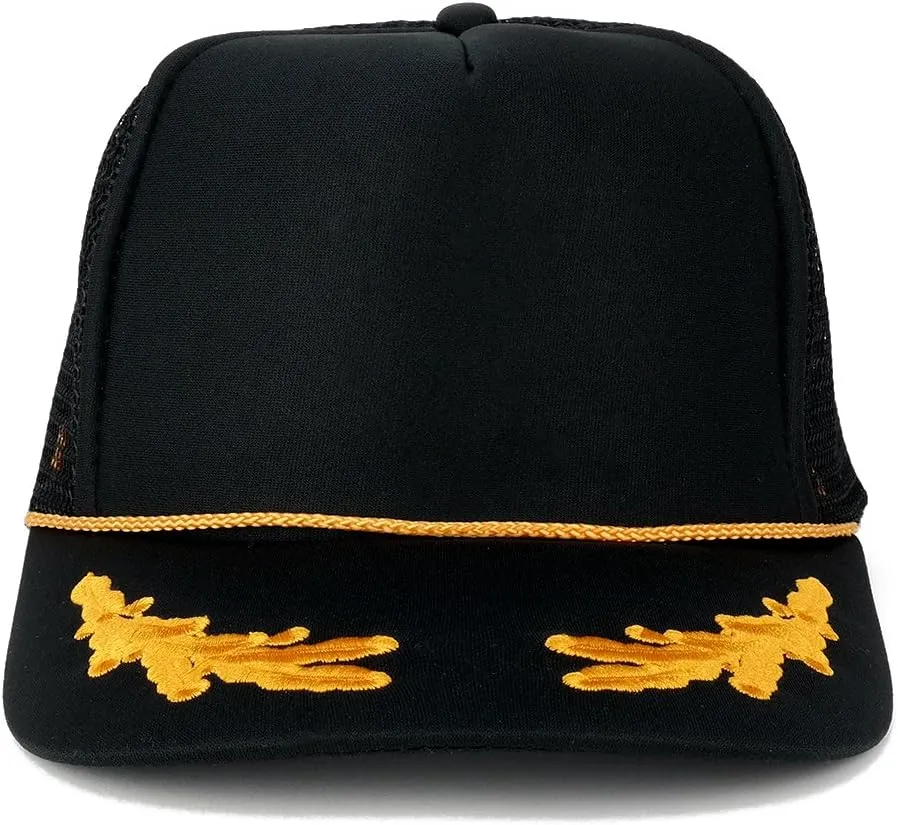 Polyester Foam Front Oak Leaves High Crown Gold Style Trucker Mesh Back Cap