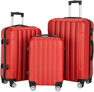 practical Luggage 3-piece Set Of Expandable Suitcases Carry On Luggage Large-capacity Suitcase Anti-pressure Hard Shell Luggage Red easy to move