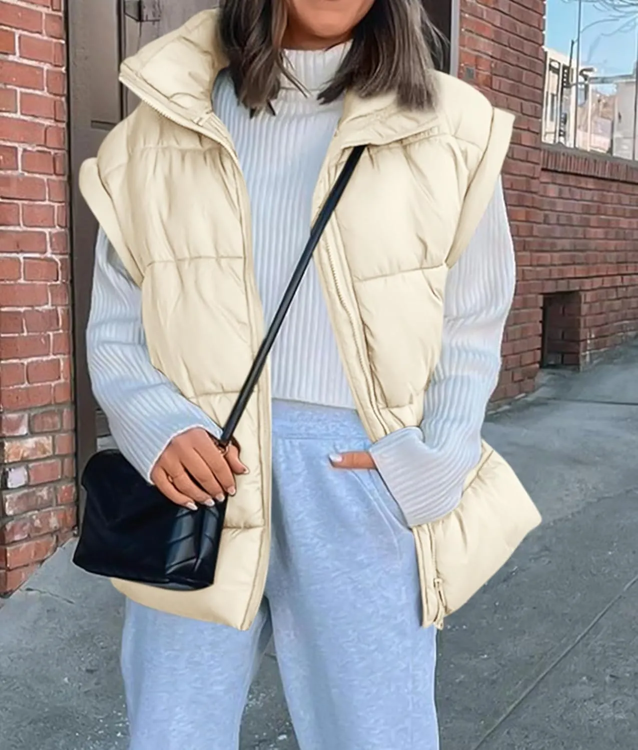 PRETTYGARDEN Women's Puffer Vest Fall Casual Stand Collar Lightweight Sleeveless Zip Up Padded Jackets Outerwear