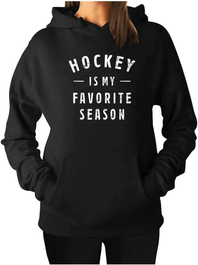 Qrupoad Women Hockey Is My Favorite Season Sweatshirt Hoodie Oversized Cozy Pockets Pullover