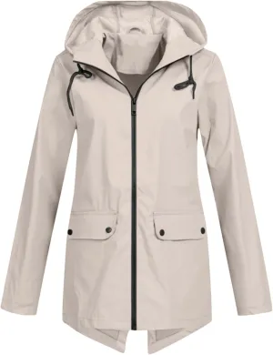 Rain Jacket Women Waterproof Breathable Hooded Trench Coat Casual Windproof Raincoats Solid Windbreaker