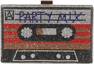 Rhinestone Purse Crystal Women's Rhinestone Wedding Clutch Bag Cassette Tape Evening Bag Party Money Purses Handbags Shoulder Bag(Black)