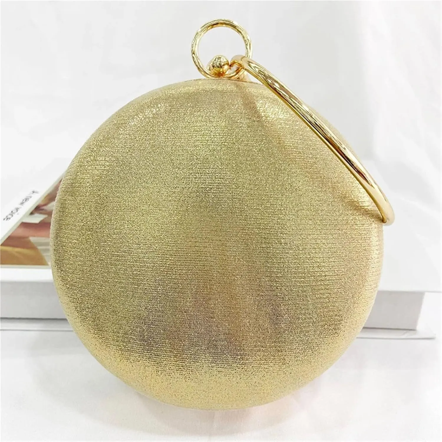 Rhinestone Purse Diamonds Rhinestone Handbag Female Round Top Handle Bags Evening Party Clutches and Purse Gold Shoulder Bags(Gold)