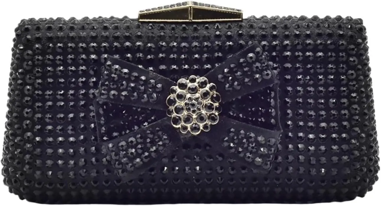 Rhinestone Purse Evening Clutch Purses Bag Shiny Crystal Clutch Purse Party Banquet Bag(Black)