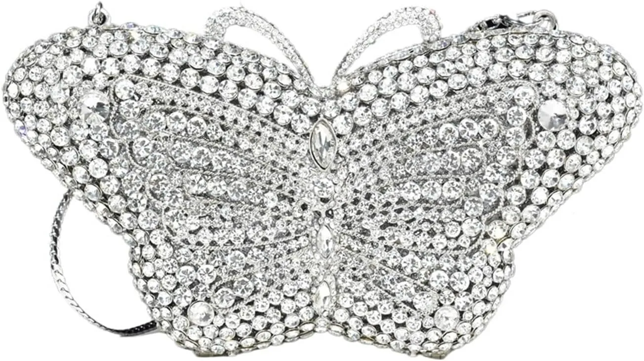 Rhinestone Purse Female Diamonds Cute Handbags Ladies Bridal Party Butterfly Shape Clutches Elegant Banquet Purse Evening Bags