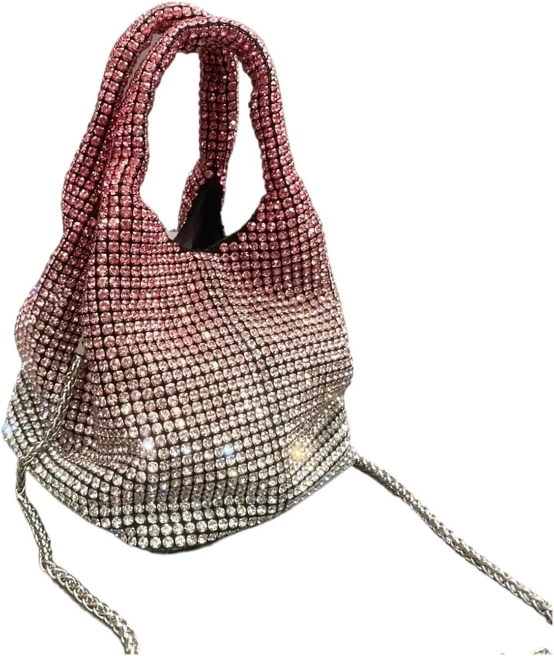 Rhinestone Purse Handle Rhinestones Evening Clutch Bag Purses and Handbag Shoulder Bag Shiny Crystal Clutch Purse Bucket Bag(Red)
