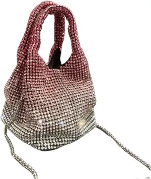 Rhinestone Purse Handle Rhinestones Evening Clutch Bag Purses and Handbag Shoulder Bag Shiny Crystal Clutch Purse Bucket Bag(Red)