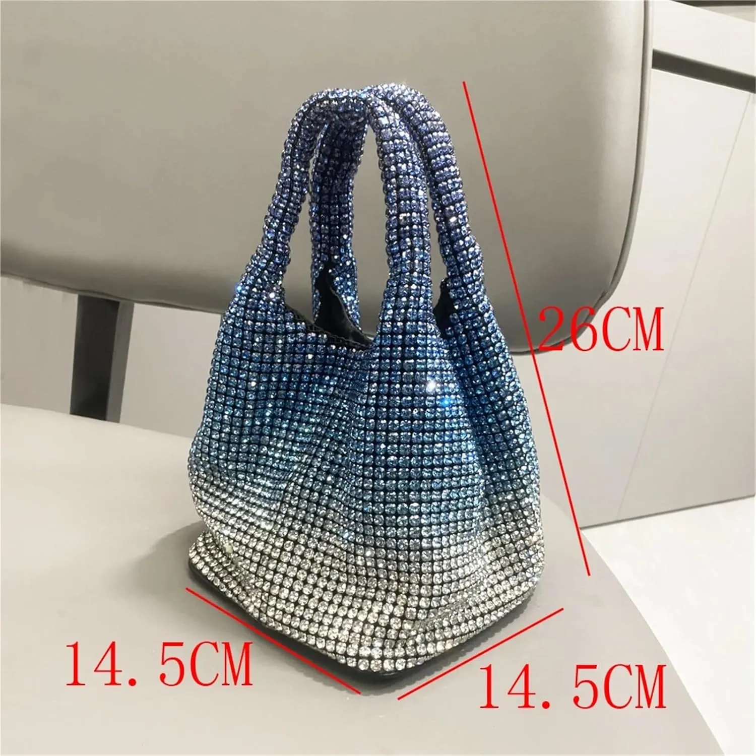 Rhinestone Purse Handle Rhinestones Evening Clutch Bag Purses and Handbag Shoulder Bag Shiny Crystal Clutch Purse Bucket Bag(Red)