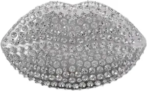 Rhinestone Purse Lip Shape Clutch Bag Rhinestones Clear Wedding Evening Party Kiss Purse Women Handbag(Clear)