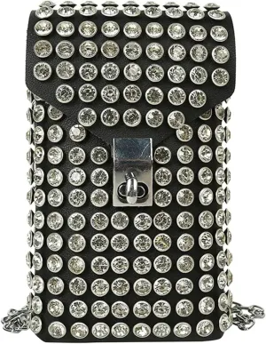 Rhinestone Purse Luxury Full Rhinestone Women Phone Waist Bags Detachable PU Leather Waist Belt Shoe Chain Crossbody Shoulder Bag Pack
