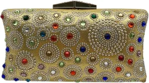 Rhinestone Purse Multi-Color Bright Diamond Design Ladies Bag Dinner Dress with Elegant Ladies Clutch Bag(Gold)