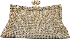 Rhinestone Purse Rhinestone Clutch Bag for Women Shinny Diamonds Evening Party Purses(Gold)