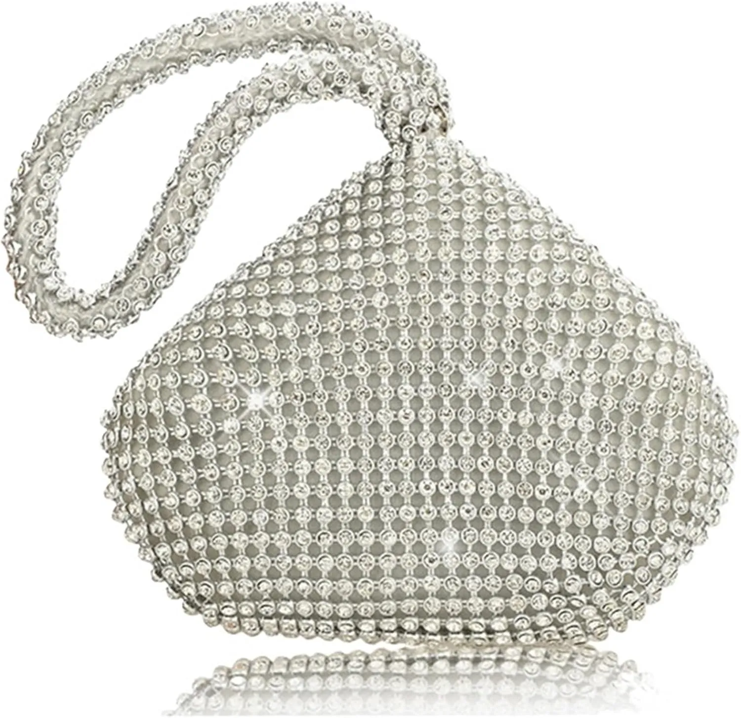 Rhinestone Purse Rhinestones Small Women Evening Clutch Bag Diamond Mini Handbag for Party Wedding Bag Zipper Pocket Money Purse Day Tote(Silver)