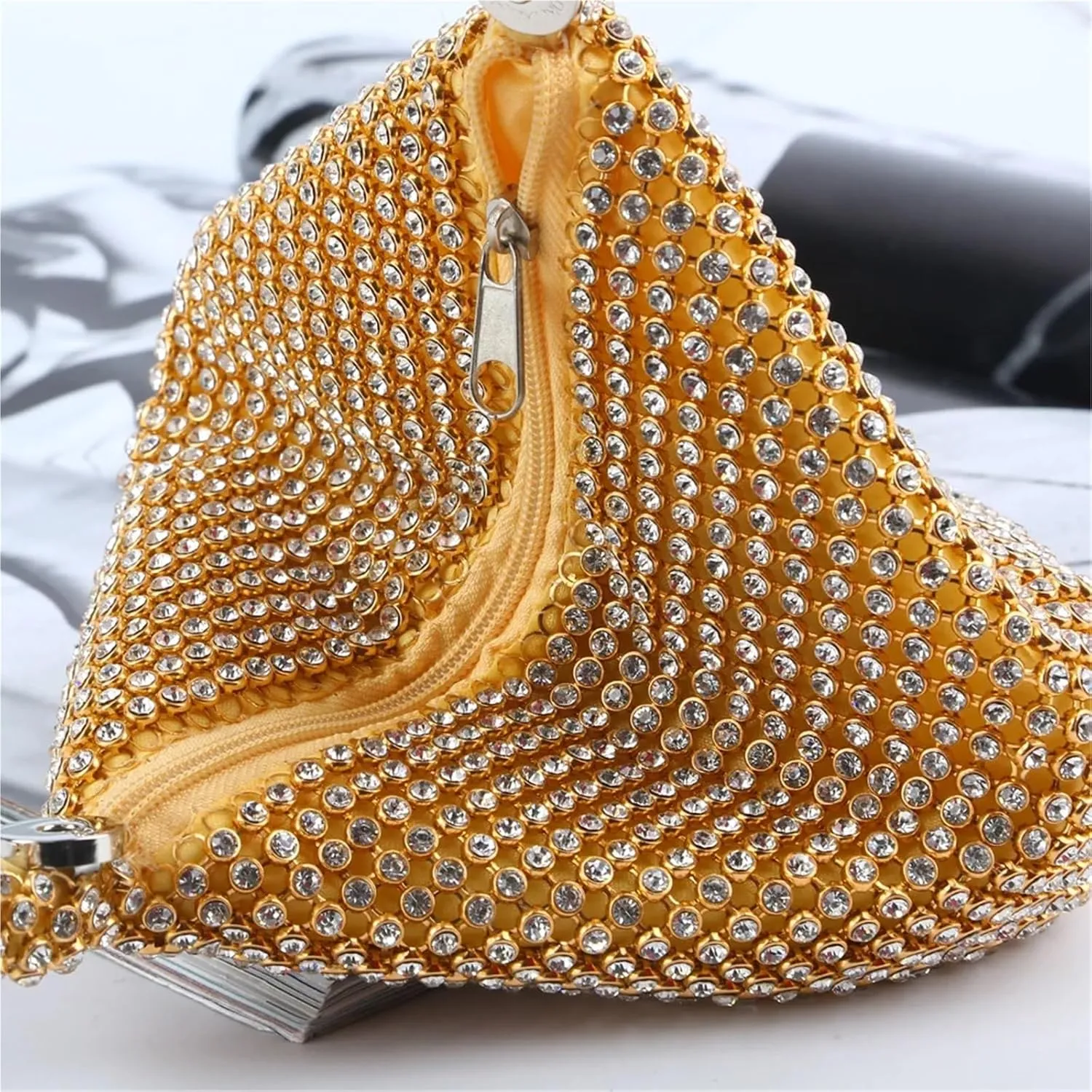 Rhinestone Purse Rhinestones Small Women Evening Clutch Bag Diamond Mini Handbag for Party Wedding Bag Zipper Pocket Money Purse Day Tote(Silver)