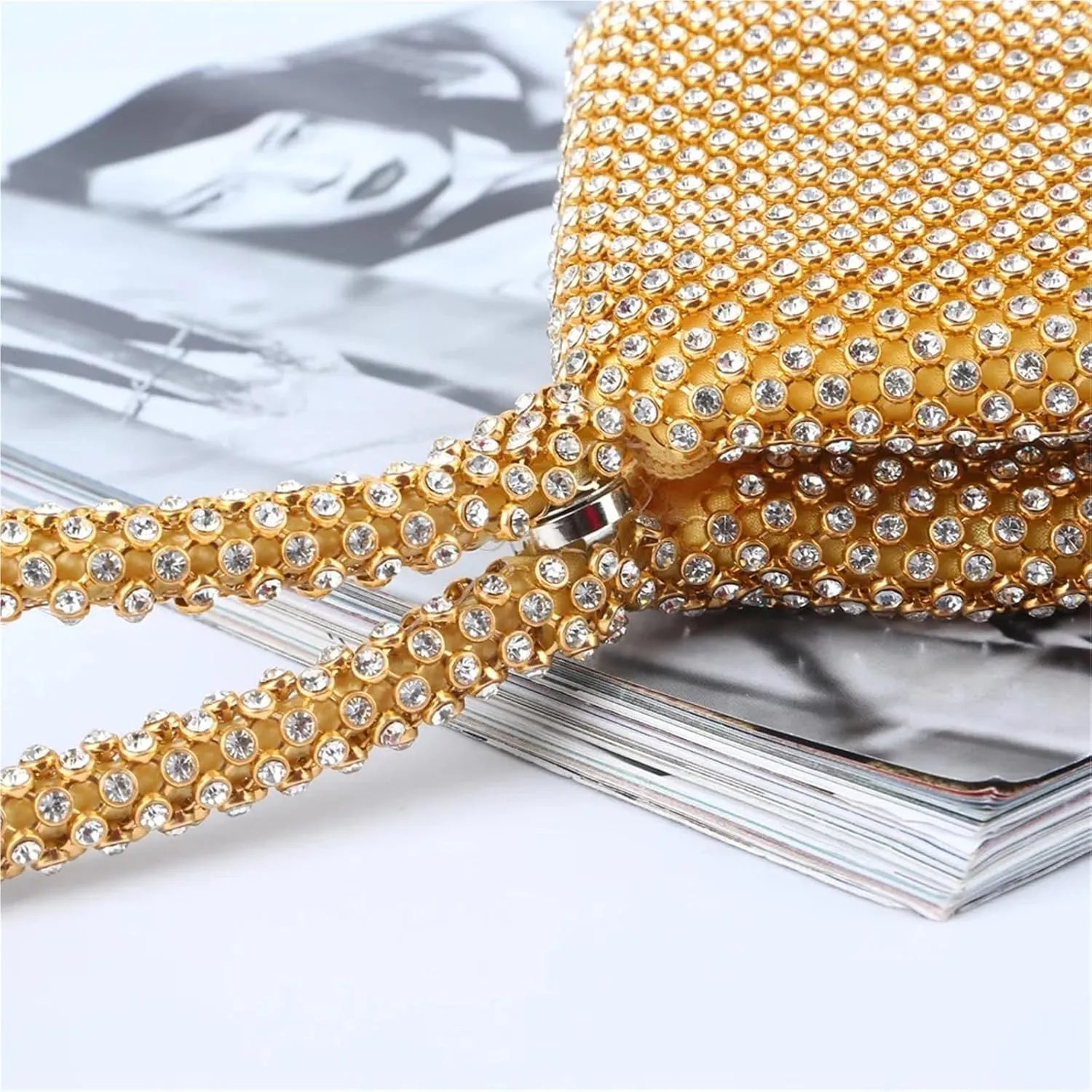 Rhinestone Purse Rhinestones Small Women Evening Clutch Bag Diamond Mini Handbag for Party Wedding Bag Zipper Pocket Money Purse Day Tote(Silver)