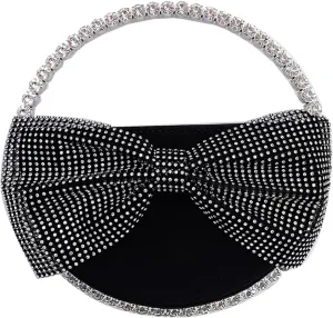 Rhinestone Purse Round Handle Diamond Bow Evening Bag Women Wedding Party Glittering Crystal Clutch Purses and Handbags Wallets