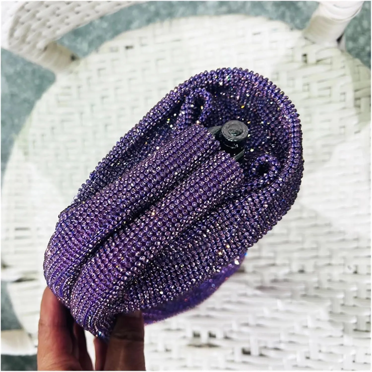 Rhinestone Purse Shell Clip Bag Rhinestone Handbag for Women Purse Shiny Handmade Diamond Shoulder Crossbody Evening Bag(Bronze)