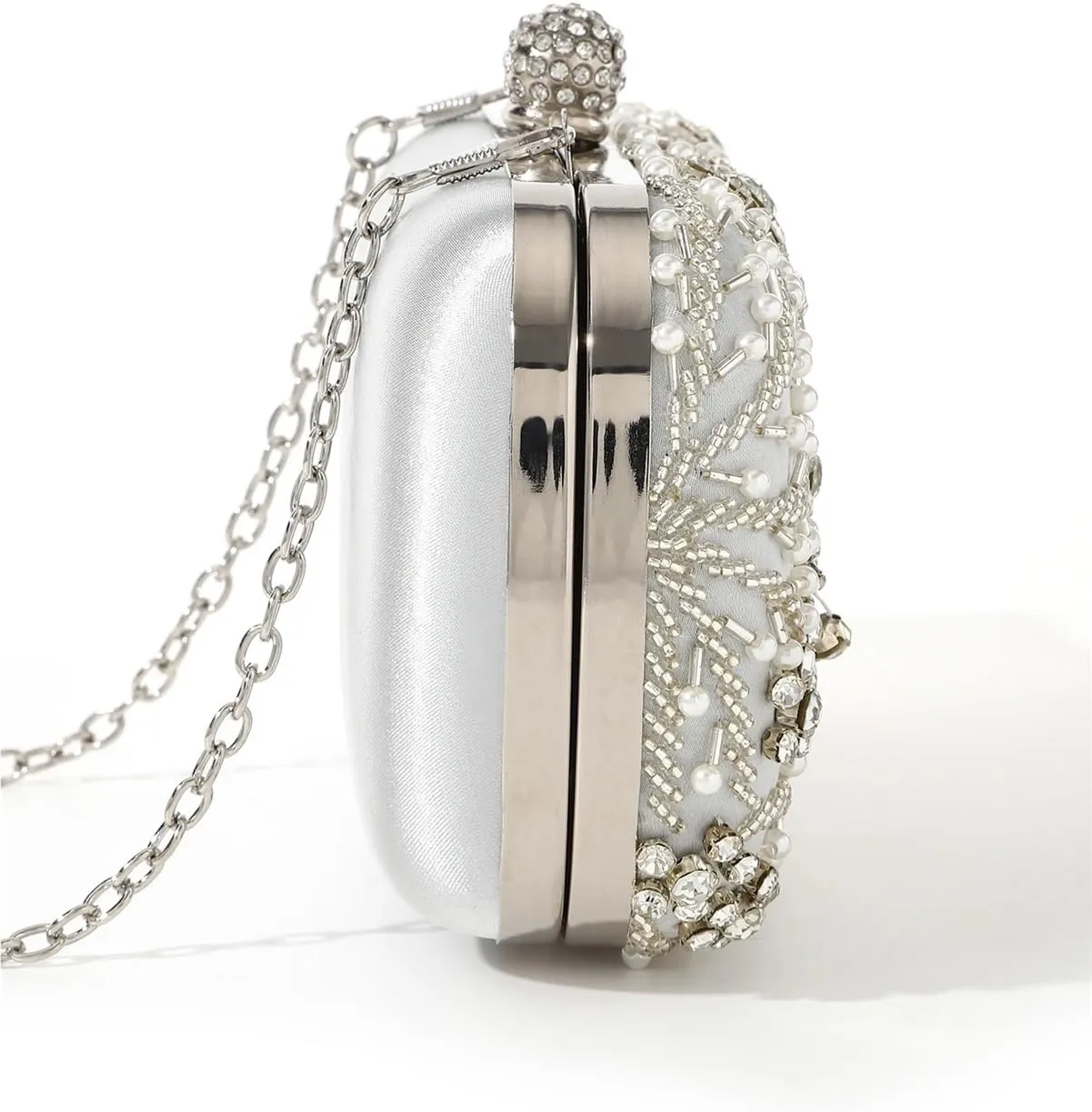 Rhinestone Purse Shiny Heavy Handmake Diamond-Studded Rhinestones Beaded Flower Pattern Hand Party Wedding Dinner Bag(Color 3)